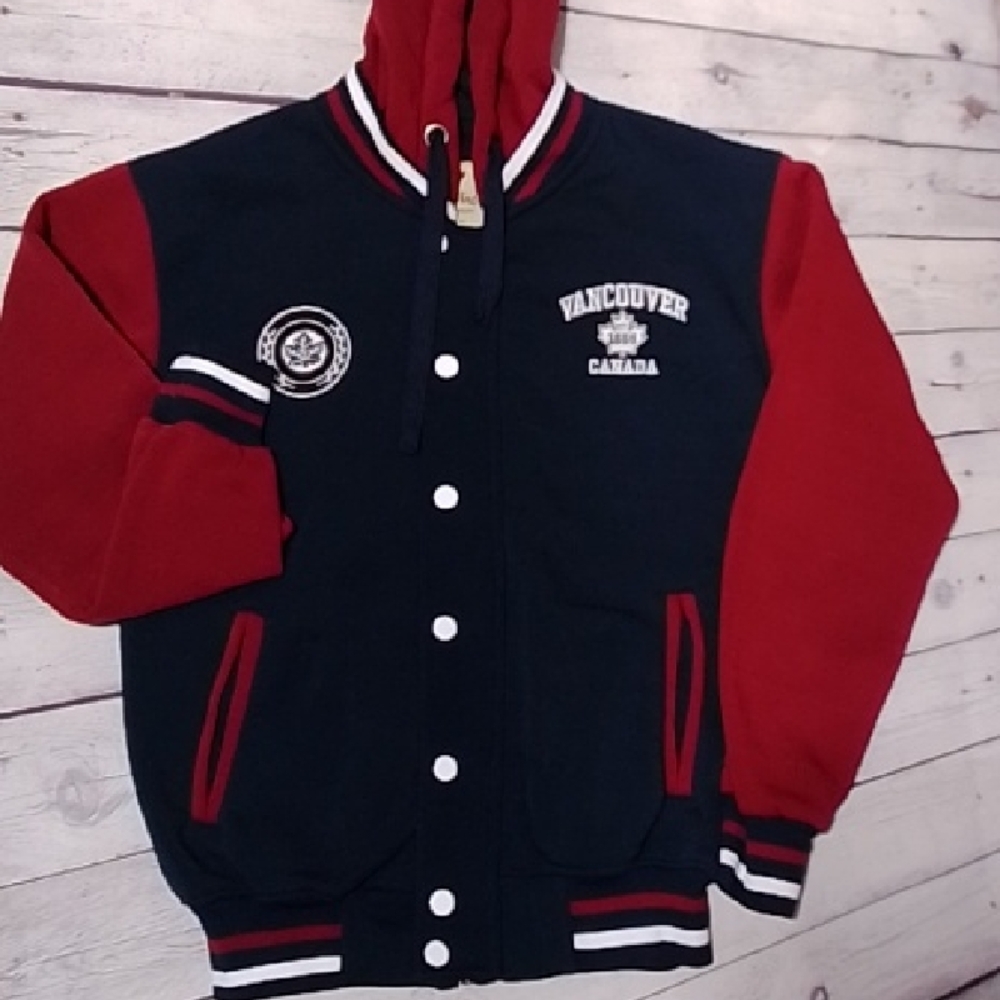 Vancouver Canada Kids Varsity Jacket - Red and Blue